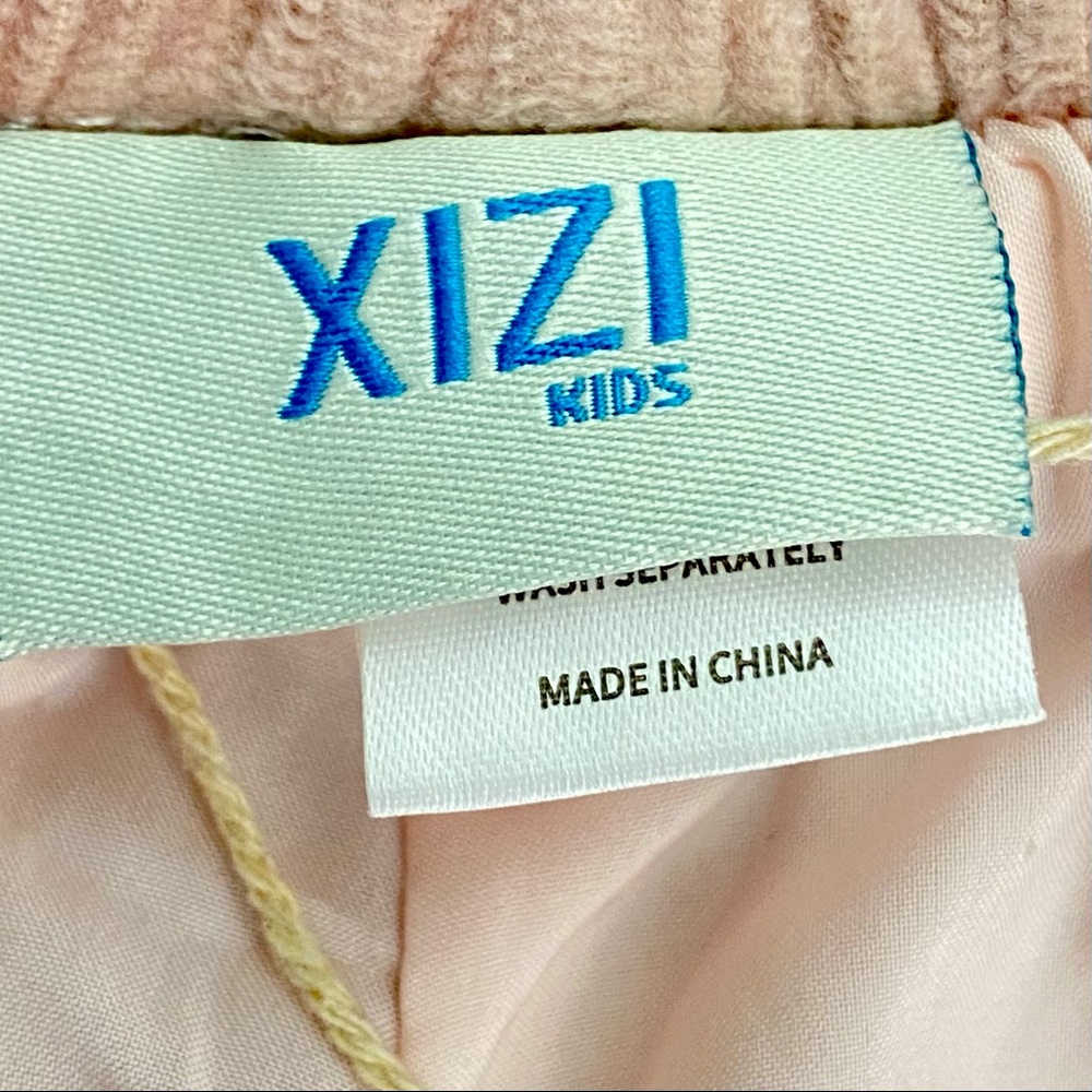Xizi Kids NWT Soft Pale Pink Lined Corduroy Pants with Pom-pom Ties - Picture 4 of 15